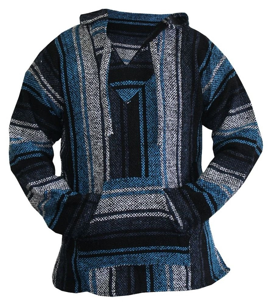 Del Mex Mexican Baja Hoodie Hippie Surf Poncho Sweater Sweatshirt Pullover Jerga