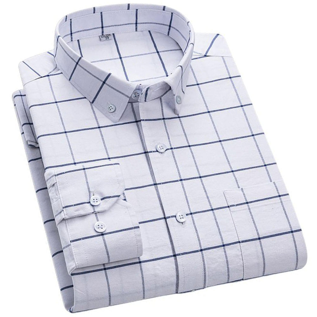 Cromoncent Mens Cotton Oxford Shirt Long Sleeve Button Down Dress Shirts with Pocket