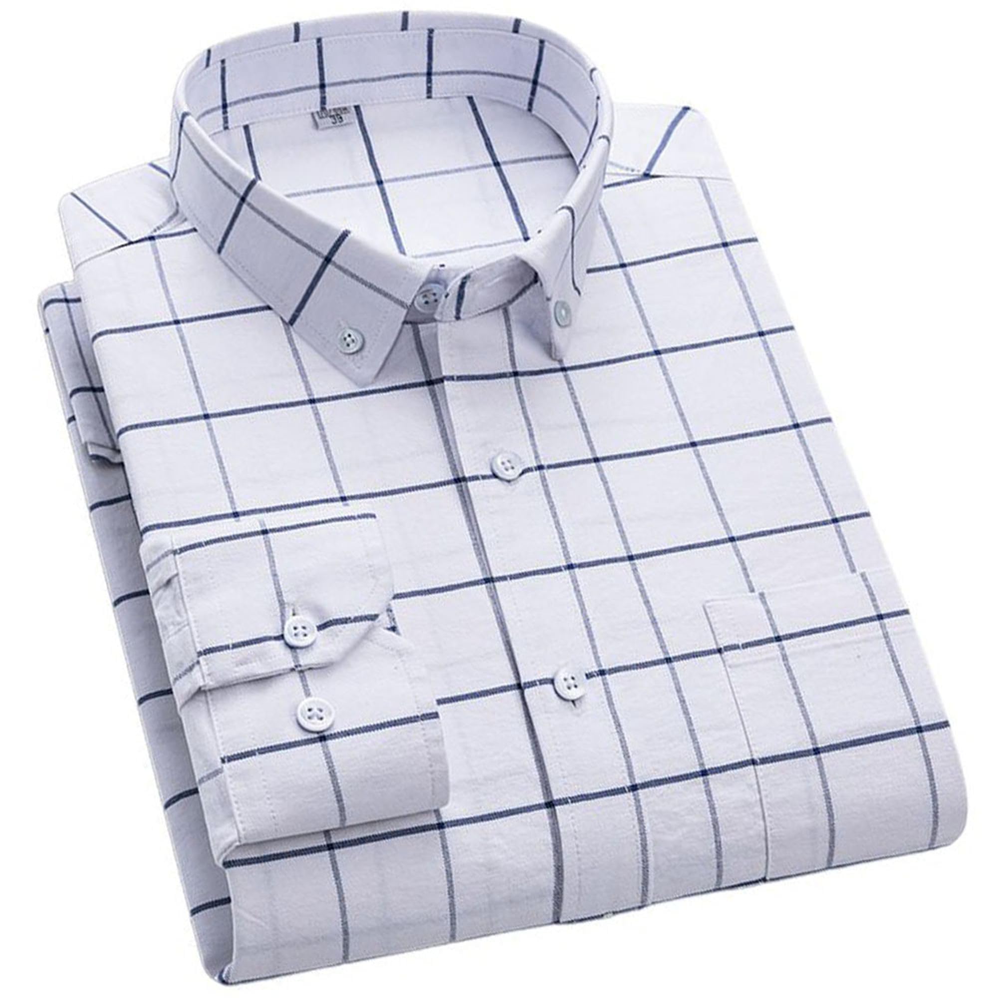 Cromoncent Mens Cotton Oxford Shirt Long Sleeve Button Down Dress Shirts with Pocket
