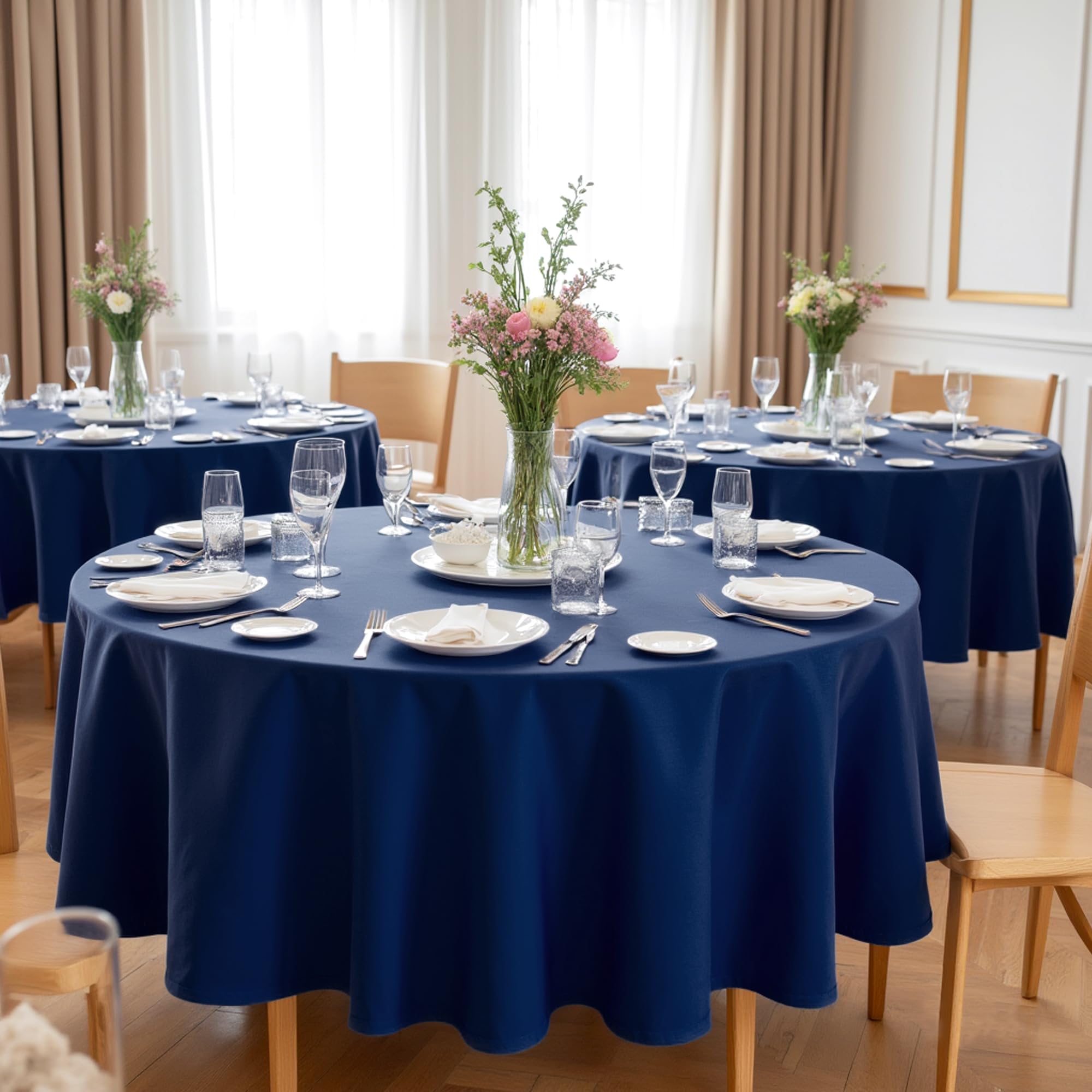 sancua Rectangle Tablecloths for 4ft Tables, 6 Pack - 60x84 Inch - Beige Washable Fabric Cloth Table Cloth for Wedding, Party, Birthday, Banquet, Reusable Polyester Table Covers
