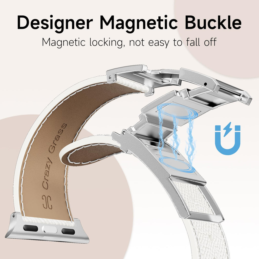 Designer Leather Band Compatible with Apple Watch 49mm46mm45mm44mm42mm41mm 40mm38mm for Women,Magnetic Buckle Replacement Strap for iWatch Ultra 3/2 /1 SE 3/2/1 Series 11/10/9/8/7/6/5/4/3/2/1