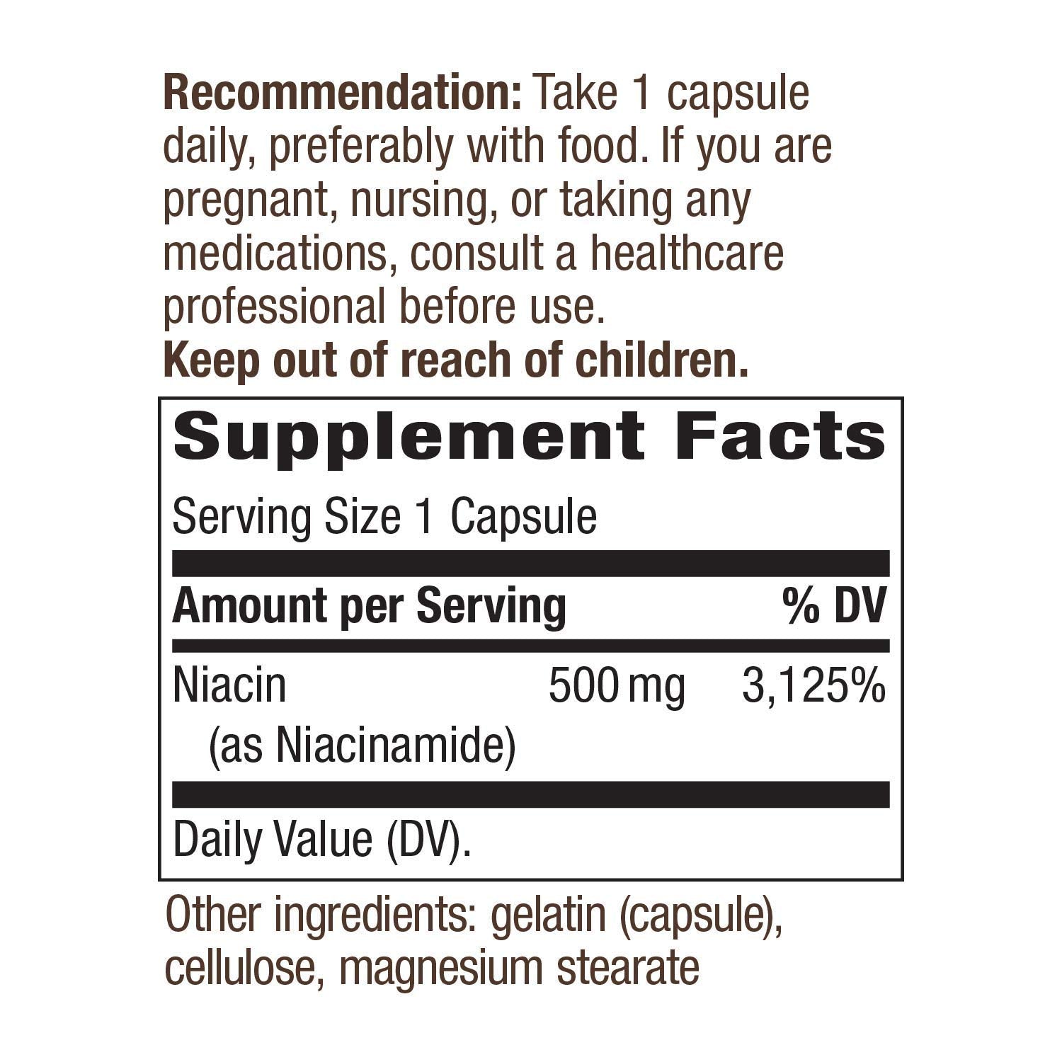 Nature's Way, Niacinamide, 500 mg, 100 Capsules
