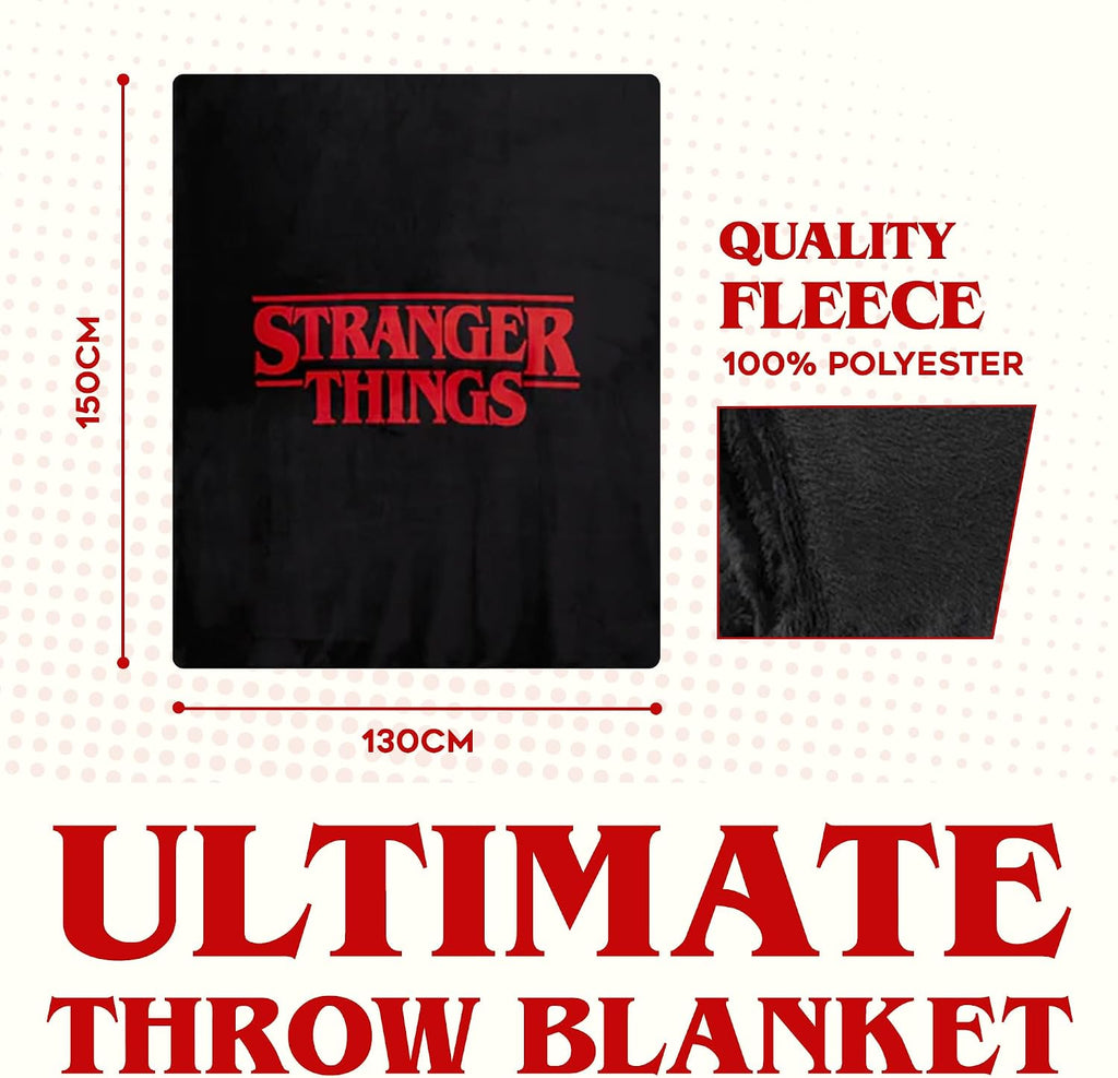 Stranger Things Blanket Throw Bedroom Accessories Fleece Blanket, Hellfire Club Soft Warm Winter Bed Throw 59.06 x 51.18 in Official Merch (Red)