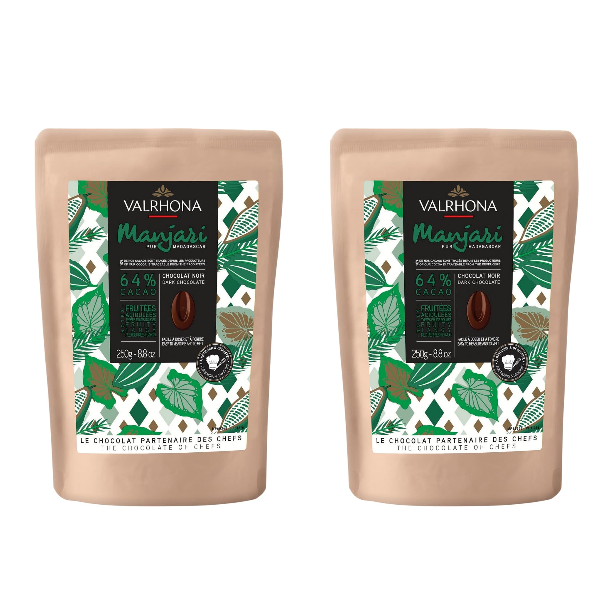 Valrhona Premium Baking Chocolate Discs (Feves), Creamy Milk JIVARA 40% w/Hints of Vanilla and Malt, and Dark Chocolate GUANAJA 70% w/Intense & Smooth with Bitter Notes, For Cookies, Cakes, and more