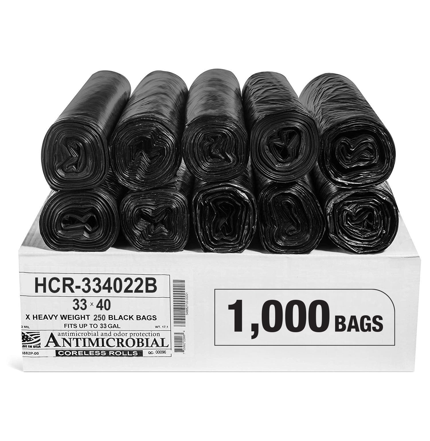 Aluf Plastics High Density Trash Bags, 10 Gallon, 4000 Count, 6 Micron (eq), 24" x 24", Black, for Bathroom, Office, Industrial, Commercial, Janitorial, Municipal, Recycling