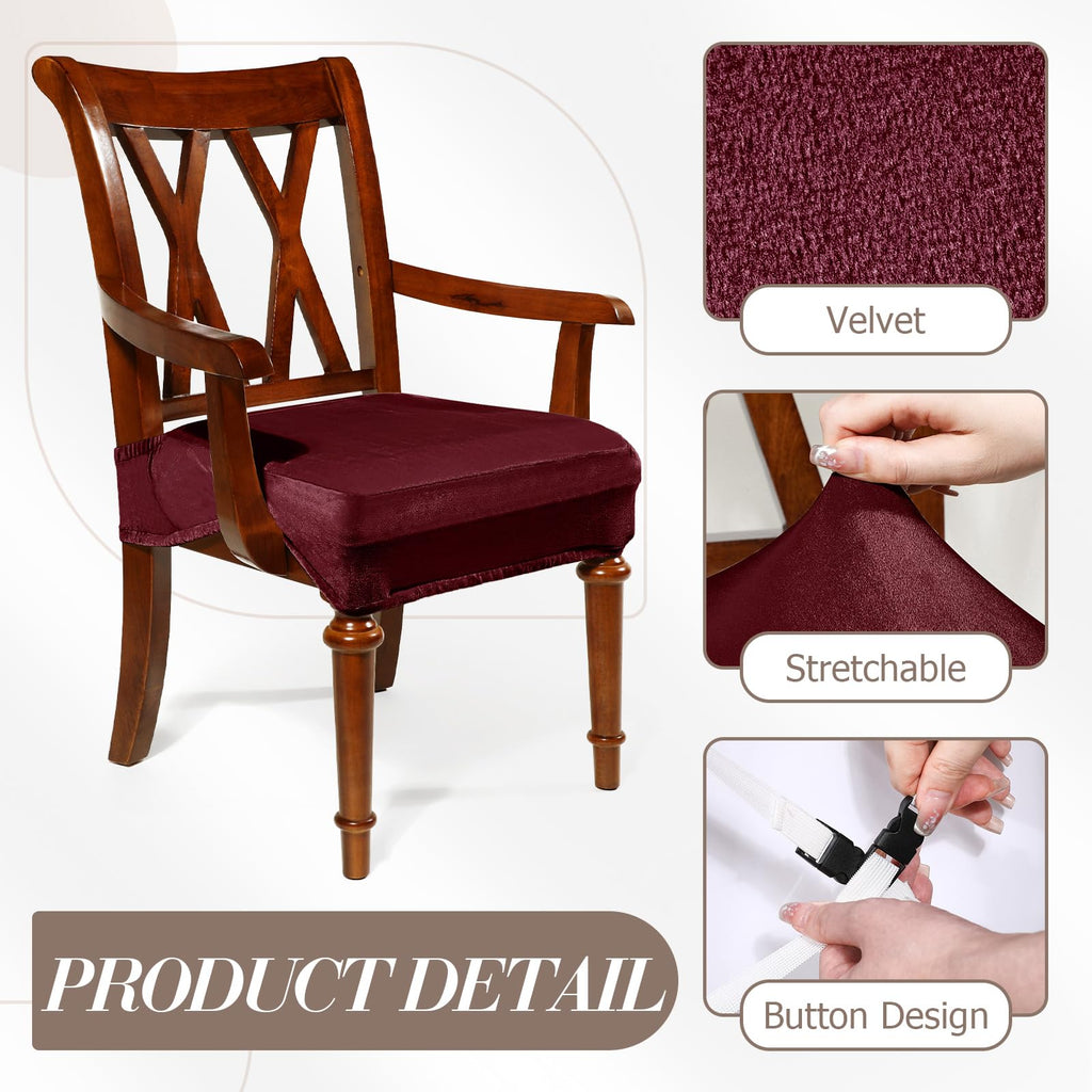 Havawish Large Dining Room Chair Seat Covers with Armrest Dining Chair Slip Covers Protectors(1 Pcs,Beige White)