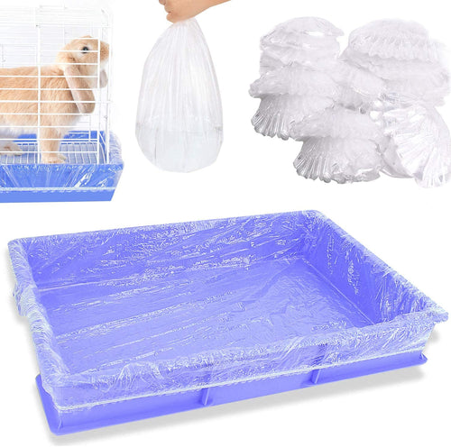 30 pcs Disposable Cage Liners, Clear Plastic Rabbit Cage Liner Bag, Universal Toilet Film for Bunny, Hamster, Totoro, Hedgehog, Guinea Pig and Small Animals(30pcs, 47in)
