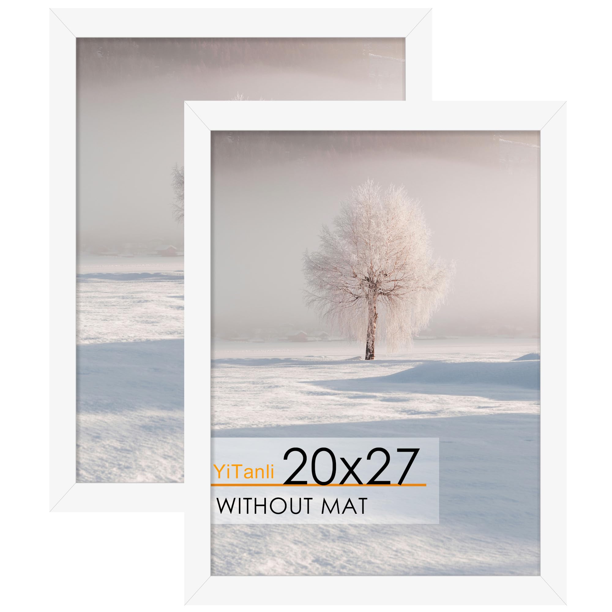 16x24 Black Frame 2 Pack, Engineered Wood for 24 x 16 in Poster | Horizontal or Vertical Wall Mounting, 24x16 Poster Frames for Gallery, Office, and Home Decor