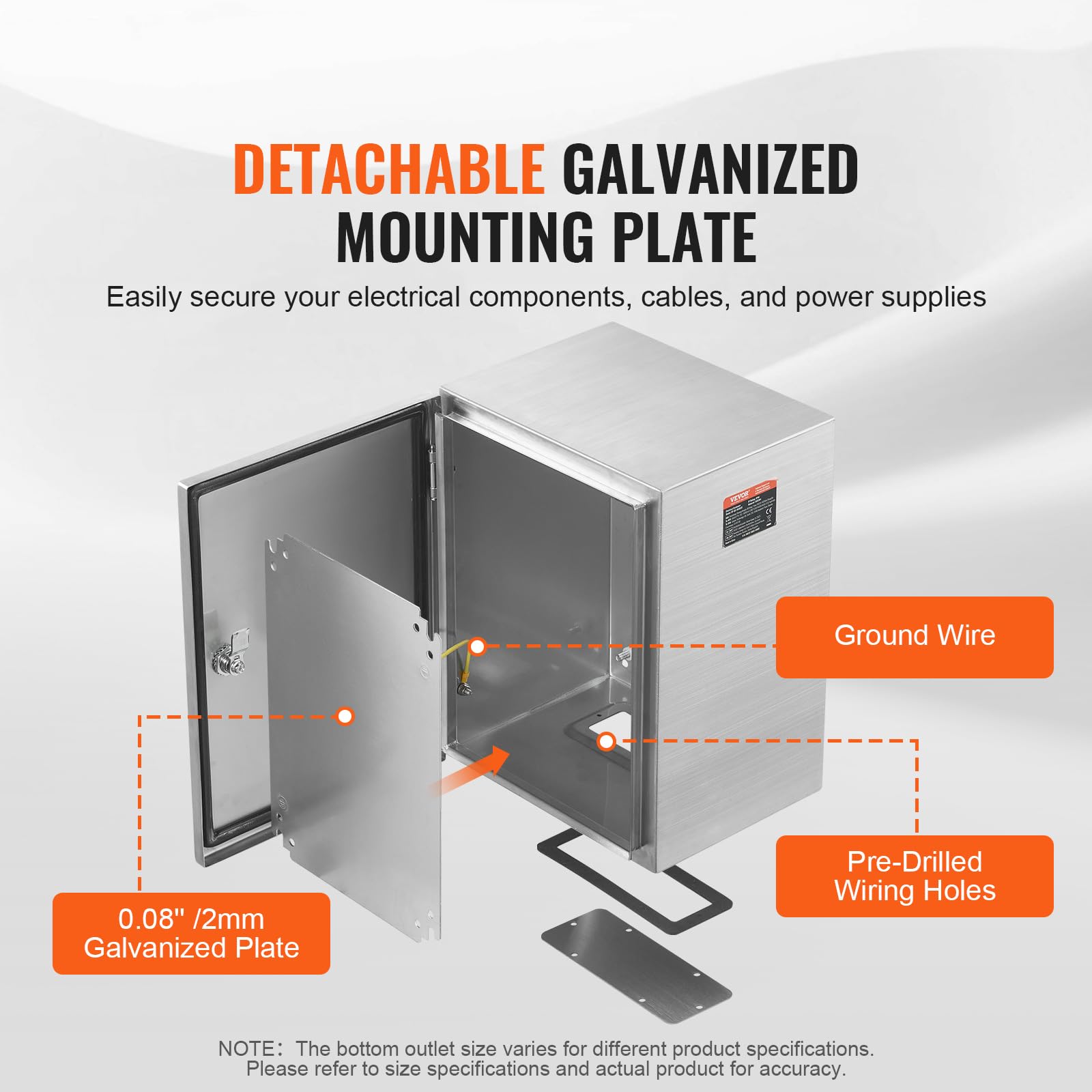 Steel Electrical Box 12" x 12" x 8" Electrical Enclosure Box 304 Stainless Steel Electronic Equipment Enclosure Box IP65 Weatherproof Wall-Mounted Metal Electrical Enclosure with Mounting Plate
