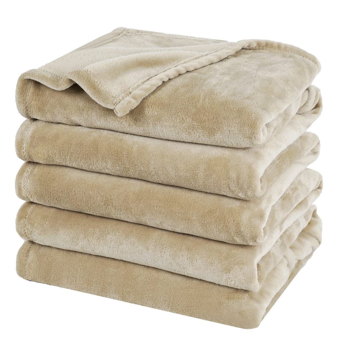 PHF Oversized King Big Fleece Blanket 120"x120", No Shed No Pilling Extra Large Soft Blanket, Giant 10'x 10' Lightweight for Bed, Sofa Travel and Camping, Suitable for All Season, Beige