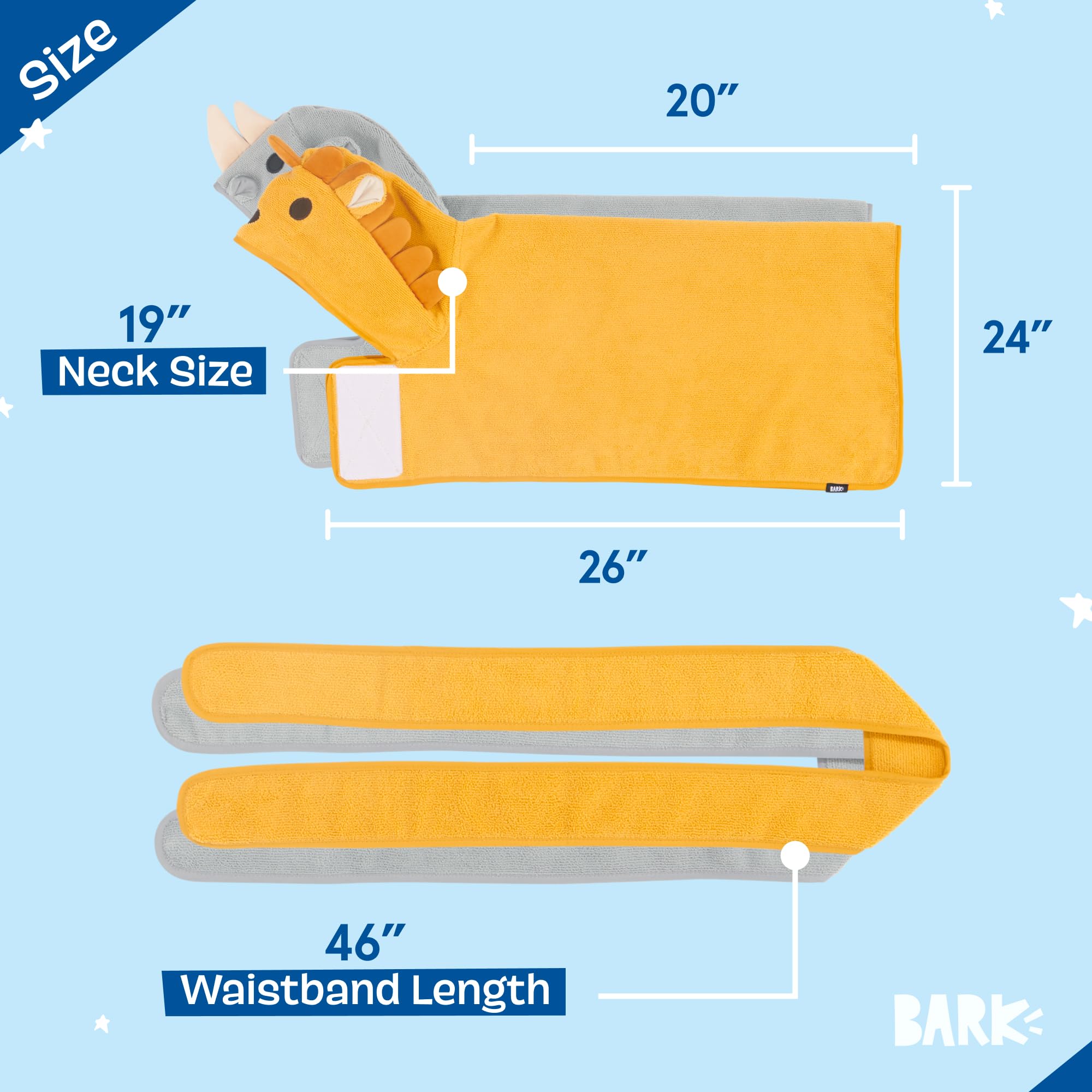 Barkbox Dog Bathrobe Fast Drying with Hook and Loop Closure & Wrap Tie Snuggle, Cute Dogs Clothes, Easy to Clean, Machine Washable, Dog Coats and Tumble Dry Low - Bunny, Medium