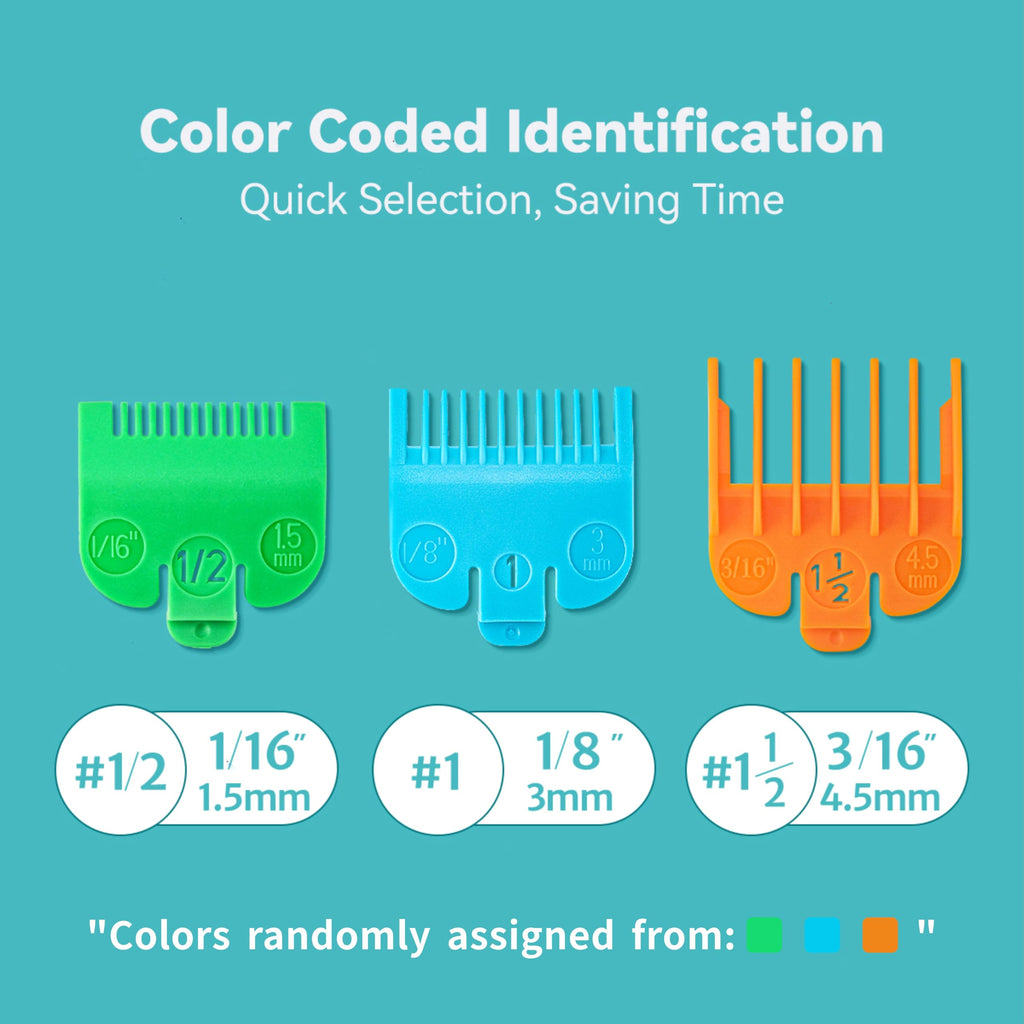 Magetic Clipper Guards Set Compatible with Most Wahl Clippers, Color Coded Clipper Combs Replacement - Guard Number: #1/2, 1 and #1 1/2 (Length: 1/16, 1/8 and 3/16 inch)