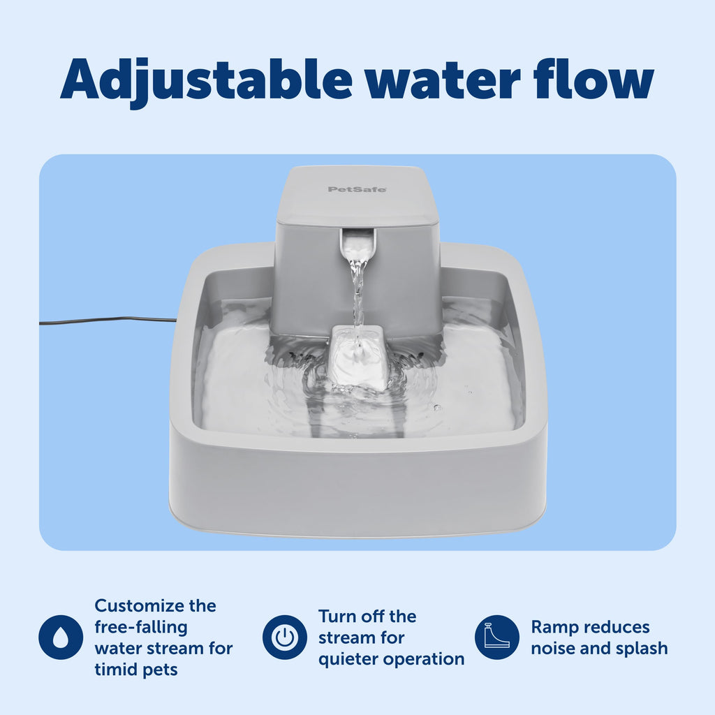 PetSafe Oasys 1 Gallon (128 Ounce) Pet Fountain - Cat or Small to Medium Breed Dog Water Fountain - Dishwasher Safe Filtered Water Dispenser with Flow Control - Filters Included - Easy to Clean