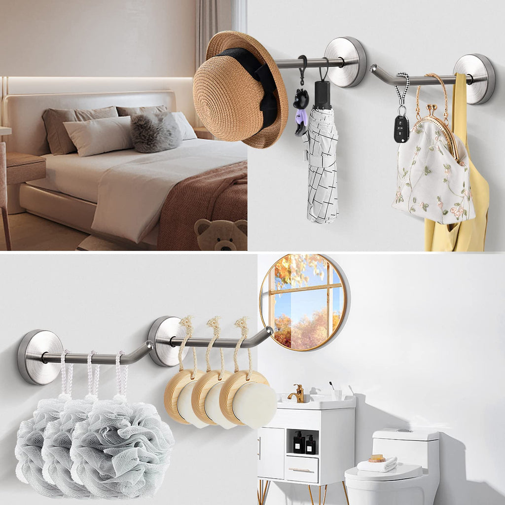NearMoon Coat Hooks, Wall Mount Hooks for Hanging Hat Hurse Robe, 304 Stainless Steel Heavy Duty Towel Hangers for Bathroom Livingroom Kitchen-Ceiling Hook, 6 Pack (2 Inch, Brushed Nickel)