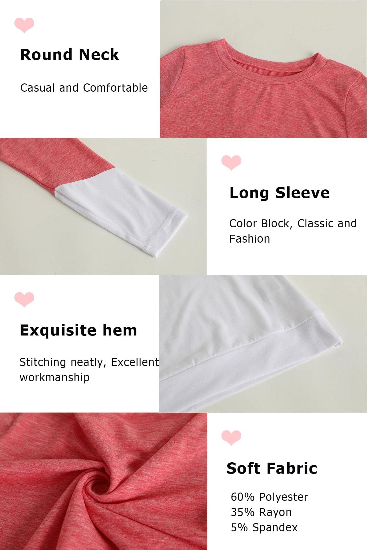 Ebifin Girls Casual Short/Long Sleeve T Shirts Kids Loose Soft Striped Color Block Tunic Tops, Tees Blouses Size 4-15 Years