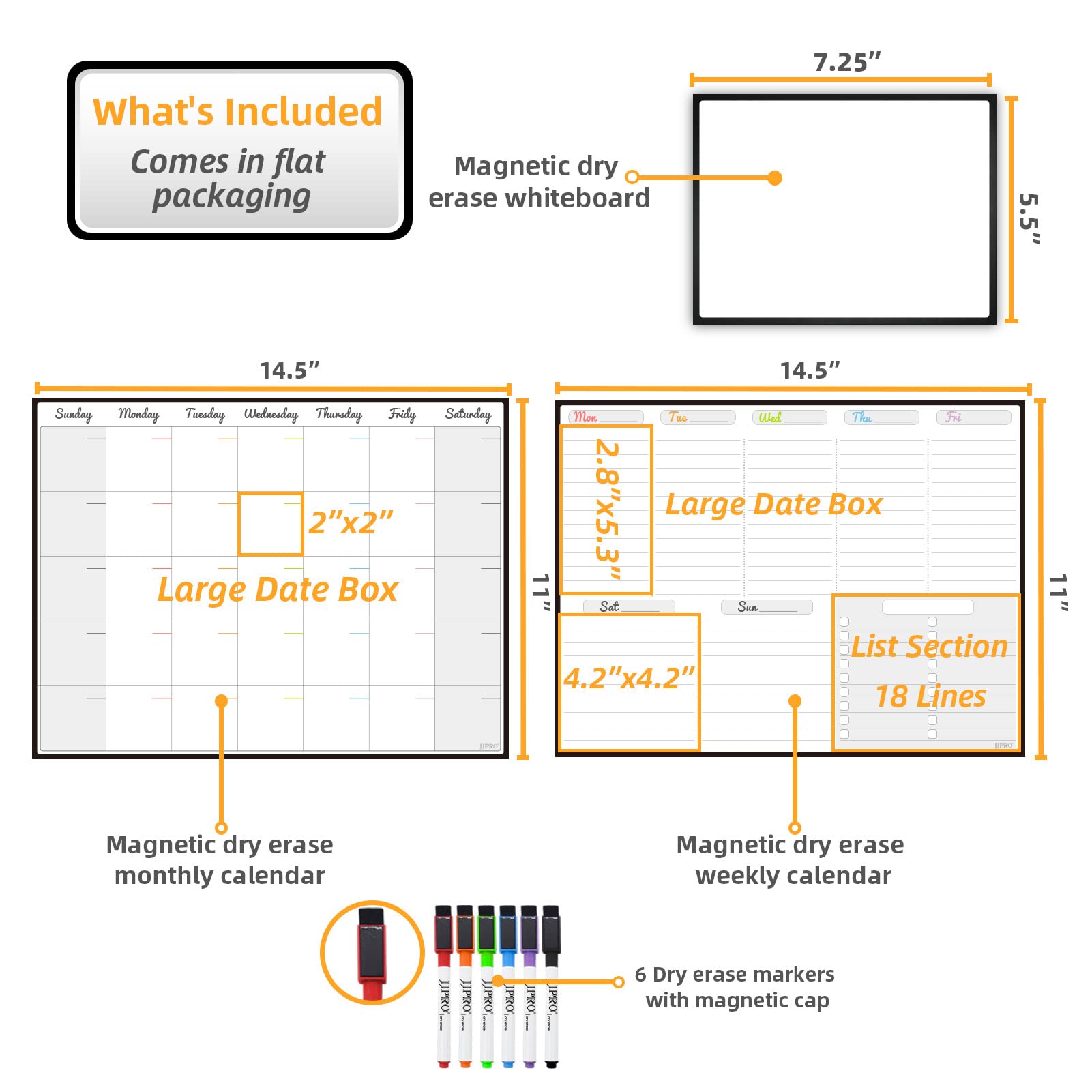 JJPRO Magnetic Dry Erase Chore Chart Set for Fridge-Used for Multiple Kids-One Chore Chart and Two Bonus Dry Erase Pad/Grocery Boards-Behavior Chart for Multiple Kids