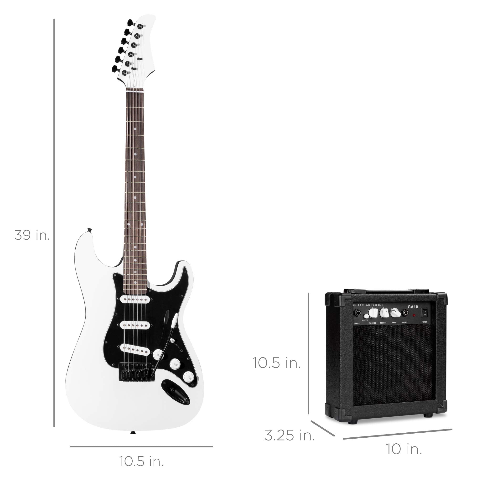 Best Choice Products 39in Full Size Beginner Electric Guitar Starter Kit w/Case, Strap, 10W Amp, Strings, Pick, Tremolo Bar - 3 Color Sunburst
