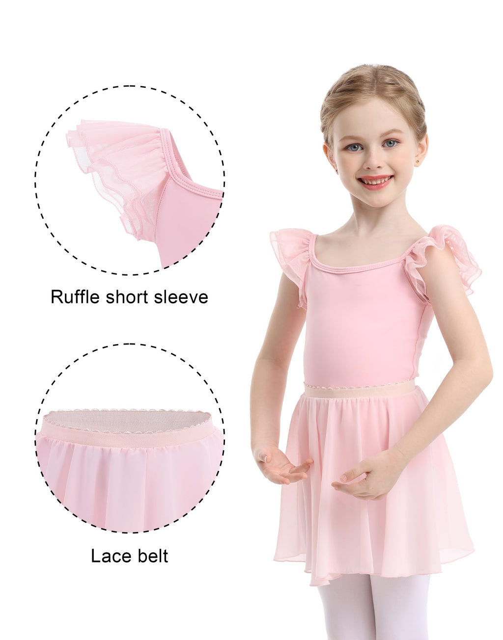 Mecceos Ballet Leotards for Girls Toddler Dance Leotards Short/Long Sleeve Skirt Ballerina Outfits
