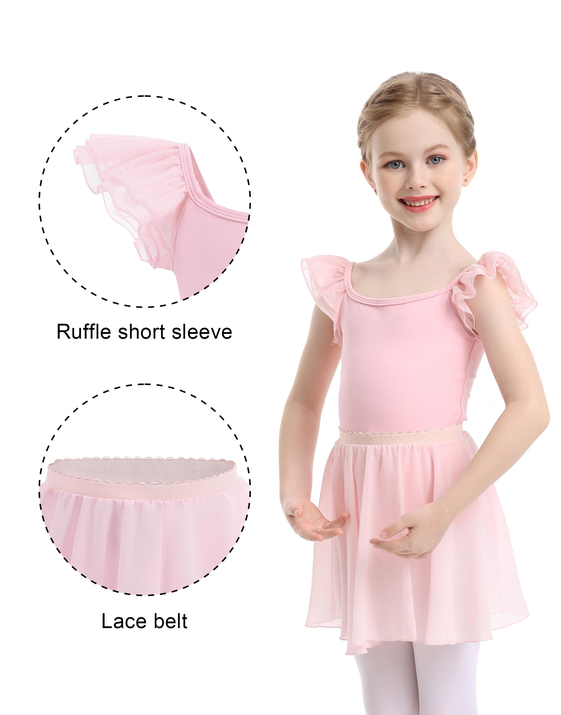 Mecceos Ballet Leotards for Girls Toddler Dance Leotards Short/Long Sleeve Skirt Ballerina Outfits