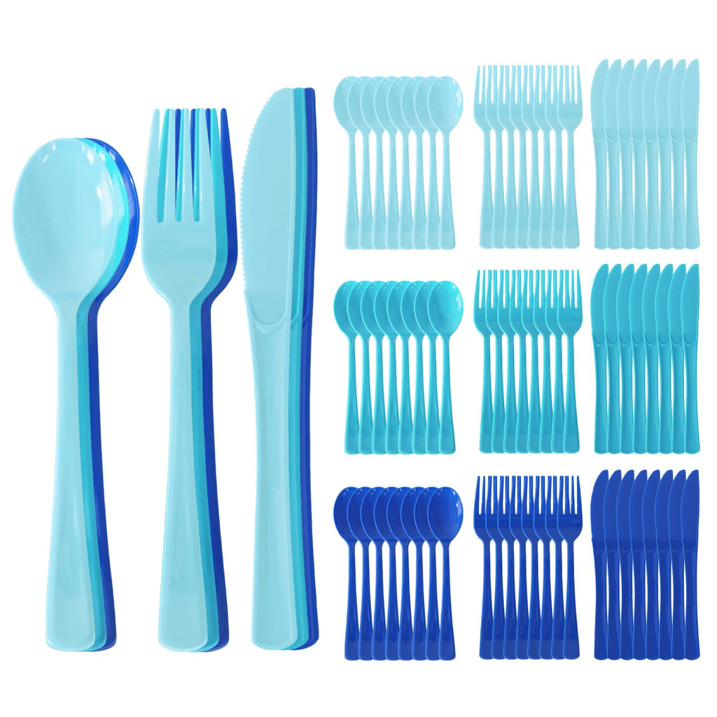 150 Pack Plastic Silverware,Disposable Cutlery Set Heavy Duty Utensil Sets 50 Forks 50 Knives 50 Spoons for Brithday, Wedding,Home School Party Picnics Restaurant Outdoor Events (Black)