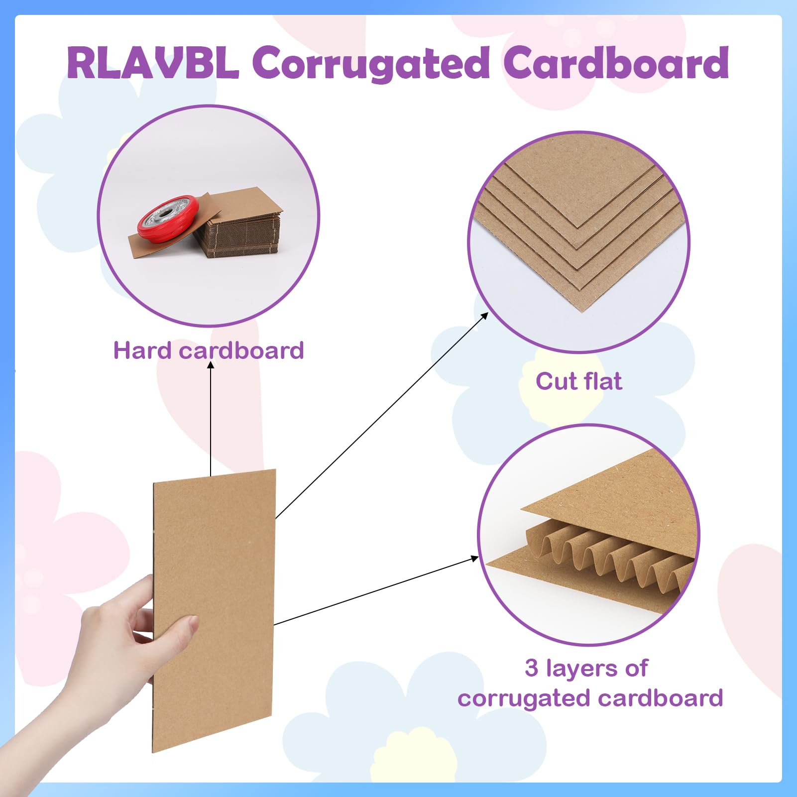 RLAVBL 200 Pack 3.5x4.5 White Corrugated Cardboard Sheets, Flat Cardboard Inserts for Shipping, Mailing, Packing, DIY Crafts