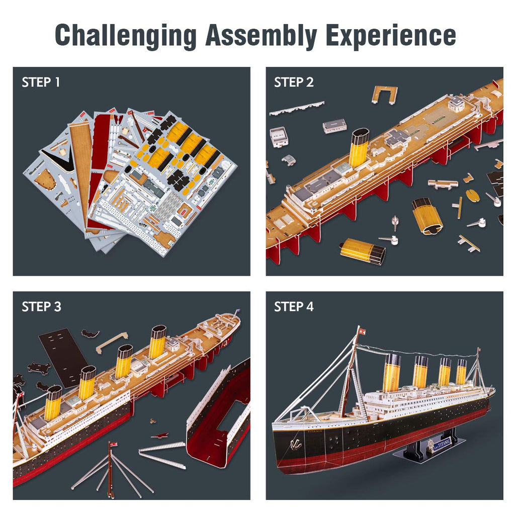 CubicFun 3D Puzzles for Adults - Led Pirate Ship Queen Anne's Revenge - Large 27'' Sailboat Puzzles - Desk Decor, Anniversary Teacher Appreciation Gifts High School Graduation Gifts