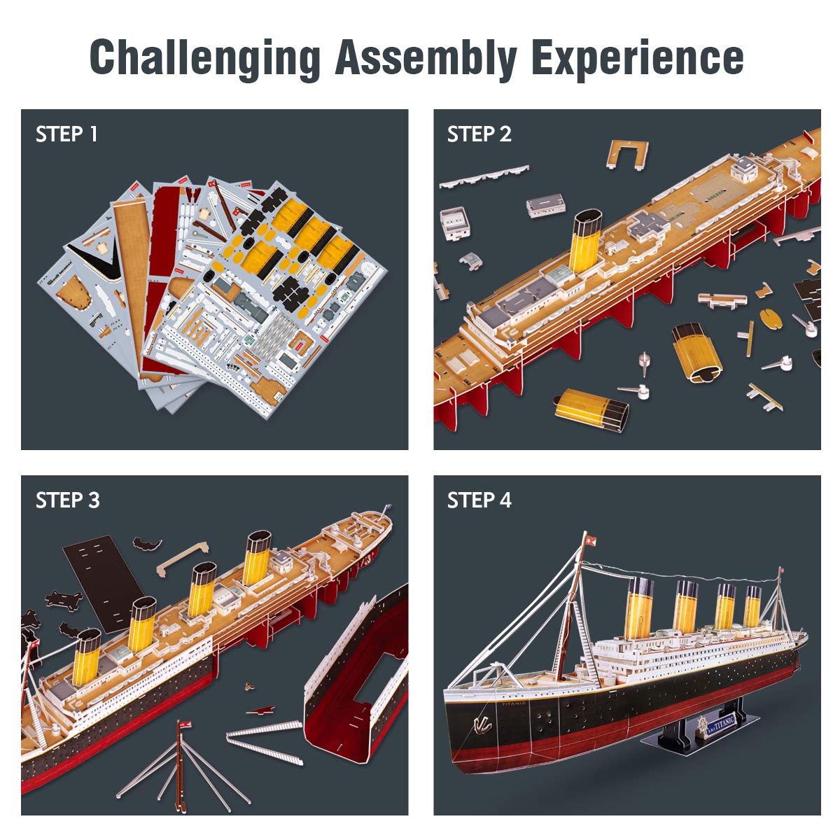 CubicFun 3D Puzzles for Adults - Led Pirate Ship Queen Anne's Revenge - Large 27'' Sailboat Puzzles - Desk Decor, Anniversary Teacher Appreciation Gifts High School Graduation Gifts