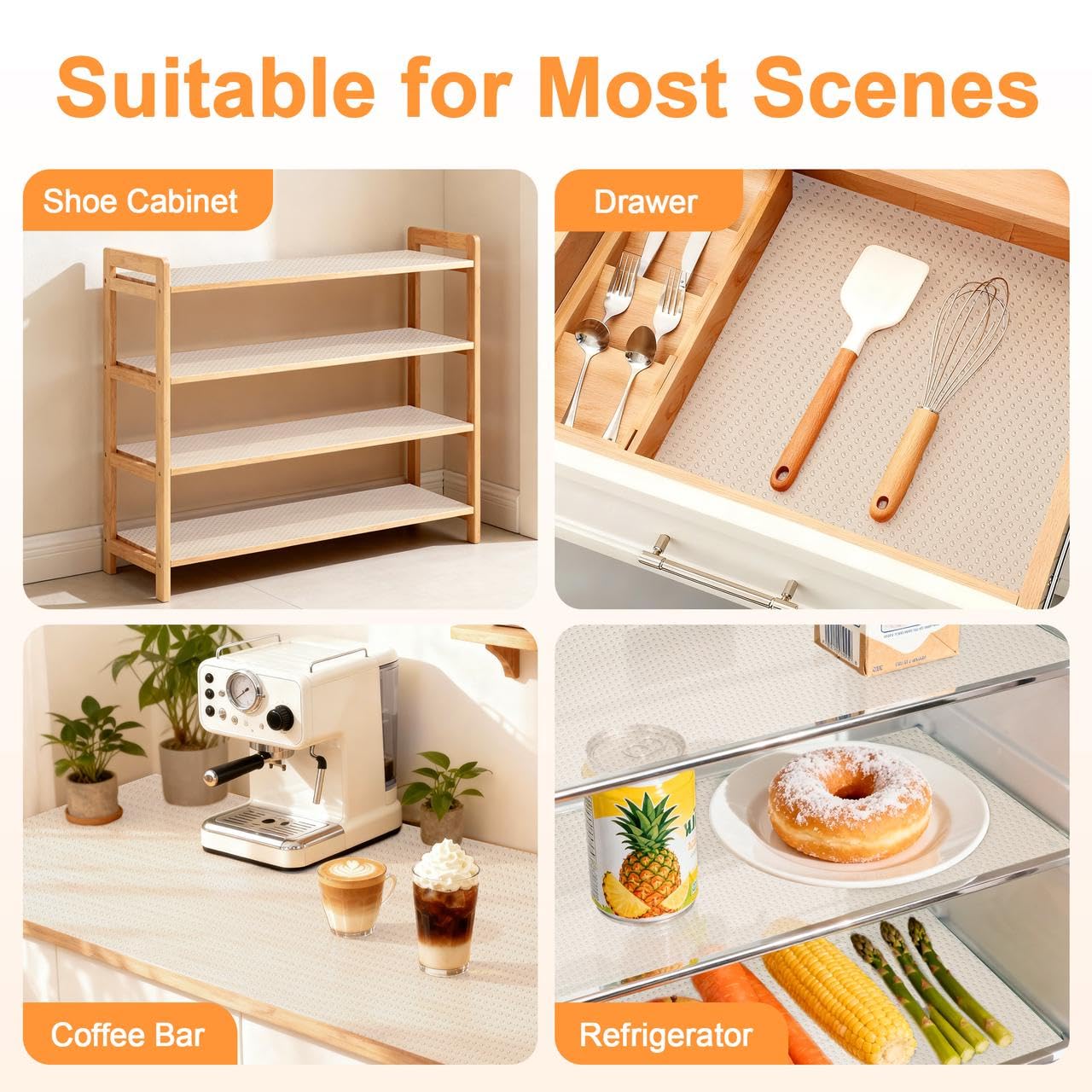 FEXIA Shelf Liner for Kitchen Cabinets Drawer Non Adhesive Non-Slip Liner 12 Inches x 20 FT Waterproof & Oil-Proof Durable Material Fridge Liner for Shelves