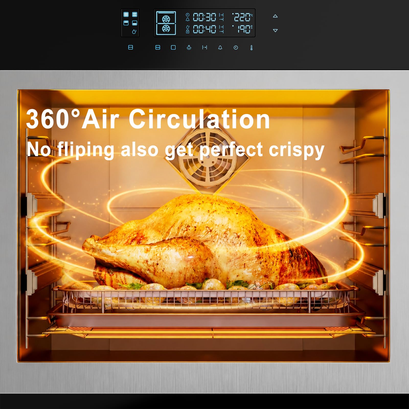 Air Fryer Basket for Oven, Large14.88"×10.98"Air Fryer Pans for Convection Oven with 30 Sheet Parchment Papers, THORSES Non-Stick Stainless Steel Air Fryer Basket and Tray for Multi Cooking - Black