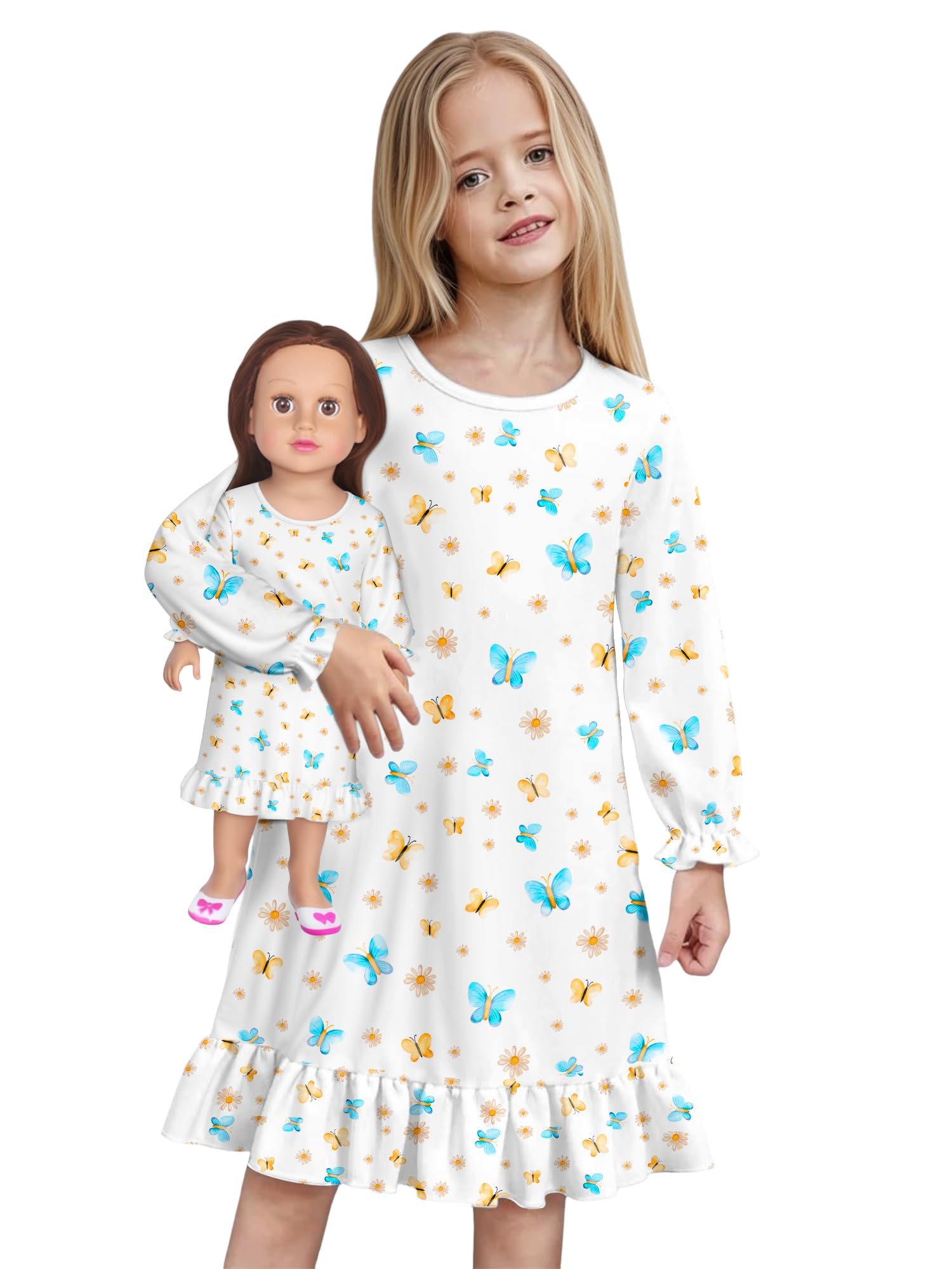 LQSZ Doll and Girl Matching Nightgown Outfit Pajamas Nightie Nightgown for Girls and Dolls Clothes