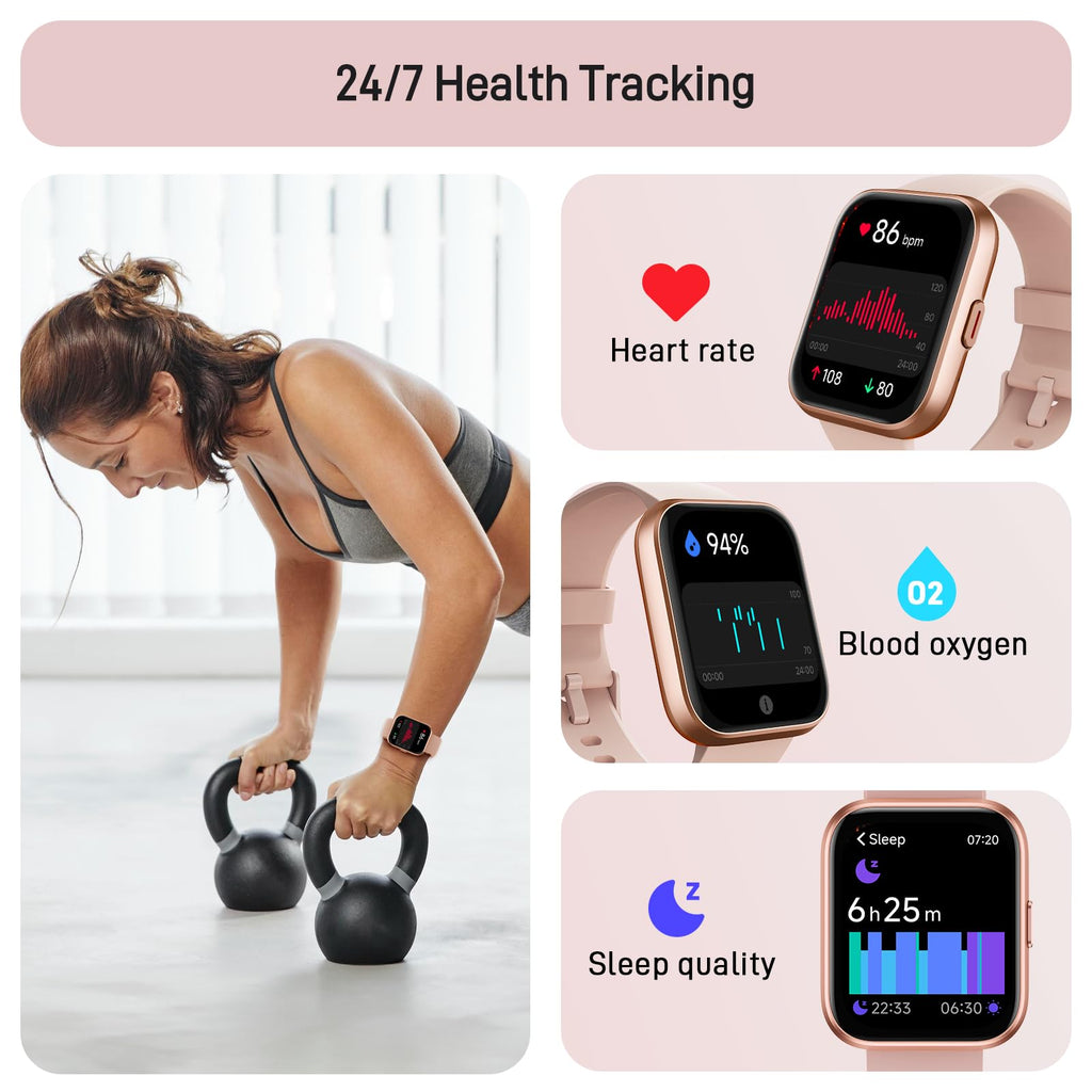 Tensky Smart Watch for Men/Women Android/iPhone/Samsung, Alexa Built-in, 1.8" Touch Screen Fitness Tracker with Answer/Make Calls, 3ATM Waterproof Heart Rate/Sleep/SpO2 Monitor, 120+ Sport Modes