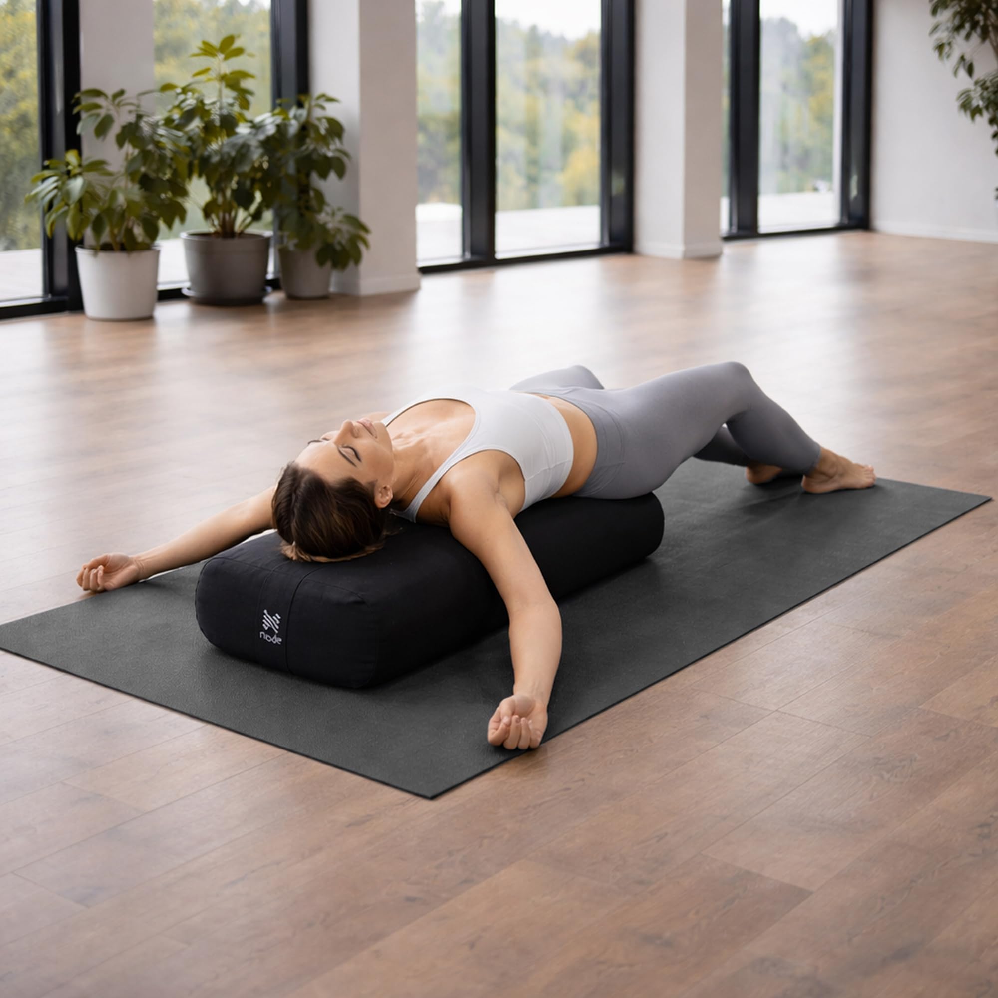 Yoga Meditation Cushion, 25" x 12" Rectangular Bolster with Organic Cotton Cover