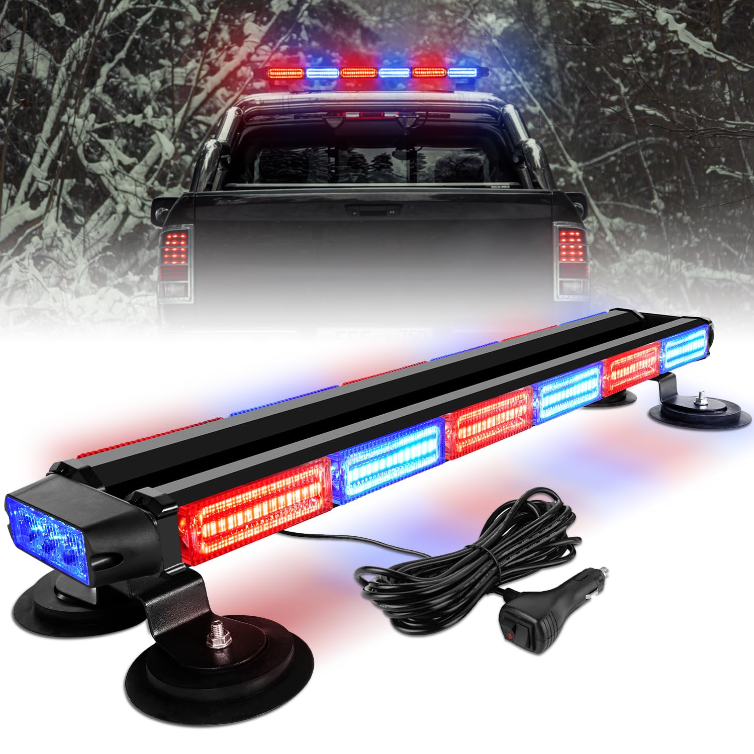 ASPL 26inch 126 LED Rooftop Emergency Strobe Lights Bar Double Side Flashing Safety Warning Traffic Advisor Light Bar Hazard Snow Plow Light for Work Trucks Vehicles Construction Tow Pickup(Amber)