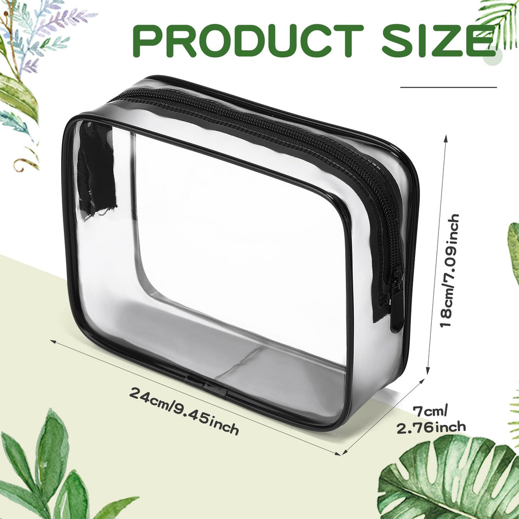 Weewooday 12 Pieces Clear Makeup Bags Cosmetic Storage Bags PVC Zipper Pouches Travel Waterproof Makeup Plastic Case for Women Organizing Toiletries Traveling Bathroom(Medium,Black)
