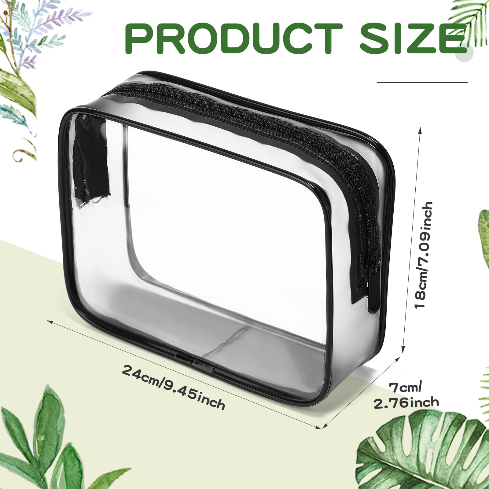 Weewooday 12 Pieces Clear Makeup Bags Cosmetic Storage Bags PVC Zipper Pouches Travel Waterproof Makeup Plastic Case for Women Organizing Toiletries Traveling Bathroom(Medium,Black)