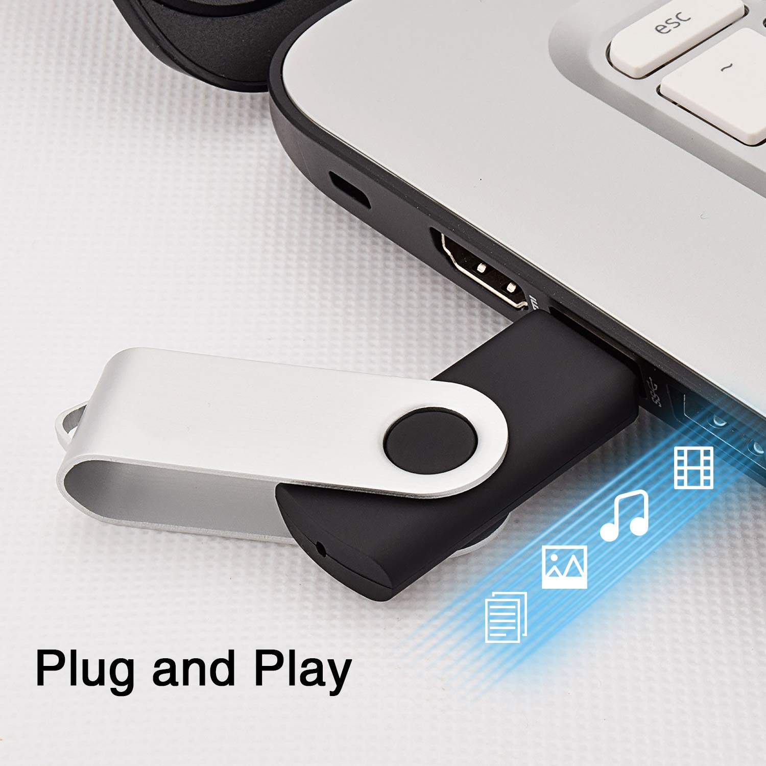 KOOTION 10 X 1GB USB Flash Drive 1gb Flash Drive Swivel Thumb Drive Memory Stick Keychain Design Blue