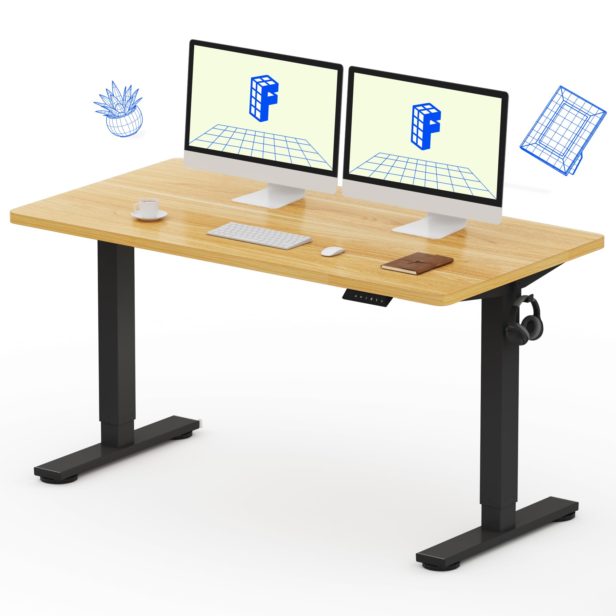 FLEXISPOT EN1 One-Piece Standing Desk, Electric Adjustable with 4 Memory Presets, 176 LBS Capacity, Stable & Quiet, Seamless Desktop for Home Office & Dual Monitors, 40"x24" Black