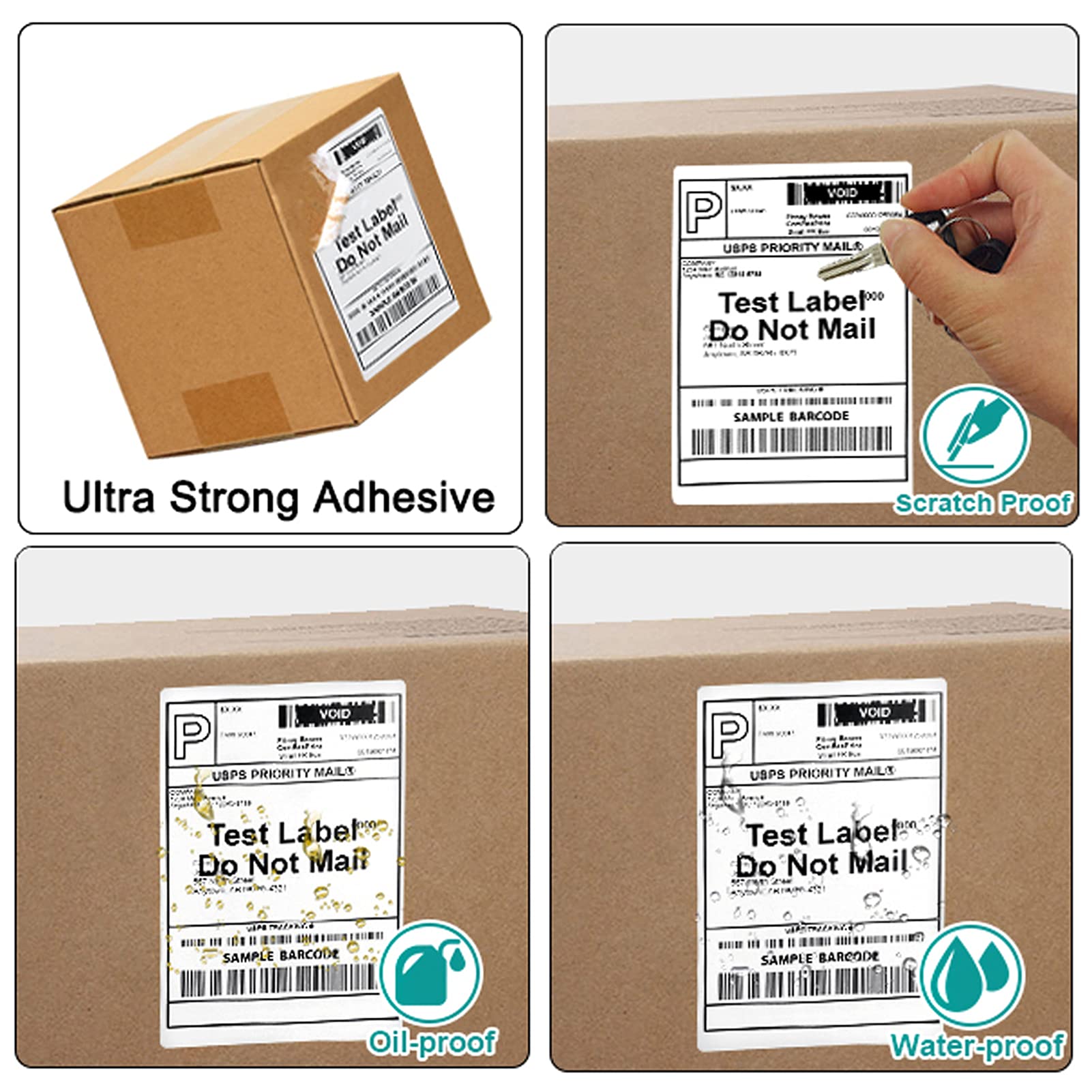 FungLam 2 Rolls 4x6 Direct Thermal Shipping Labels, 250 Labels/Roll, 1'' Core, Compatible Zebra 2844 ZP-450 ZP-500 ZP-505