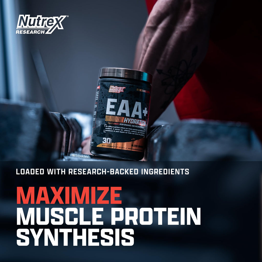 Nutrex Research EAA Hydration | EAAs + BCAAs Powder | Muscle Recovery, Strength, Muscle Building, Endurance | 8G Essential Amino Acids + Electrolytes | Apple Pear 30 Servings