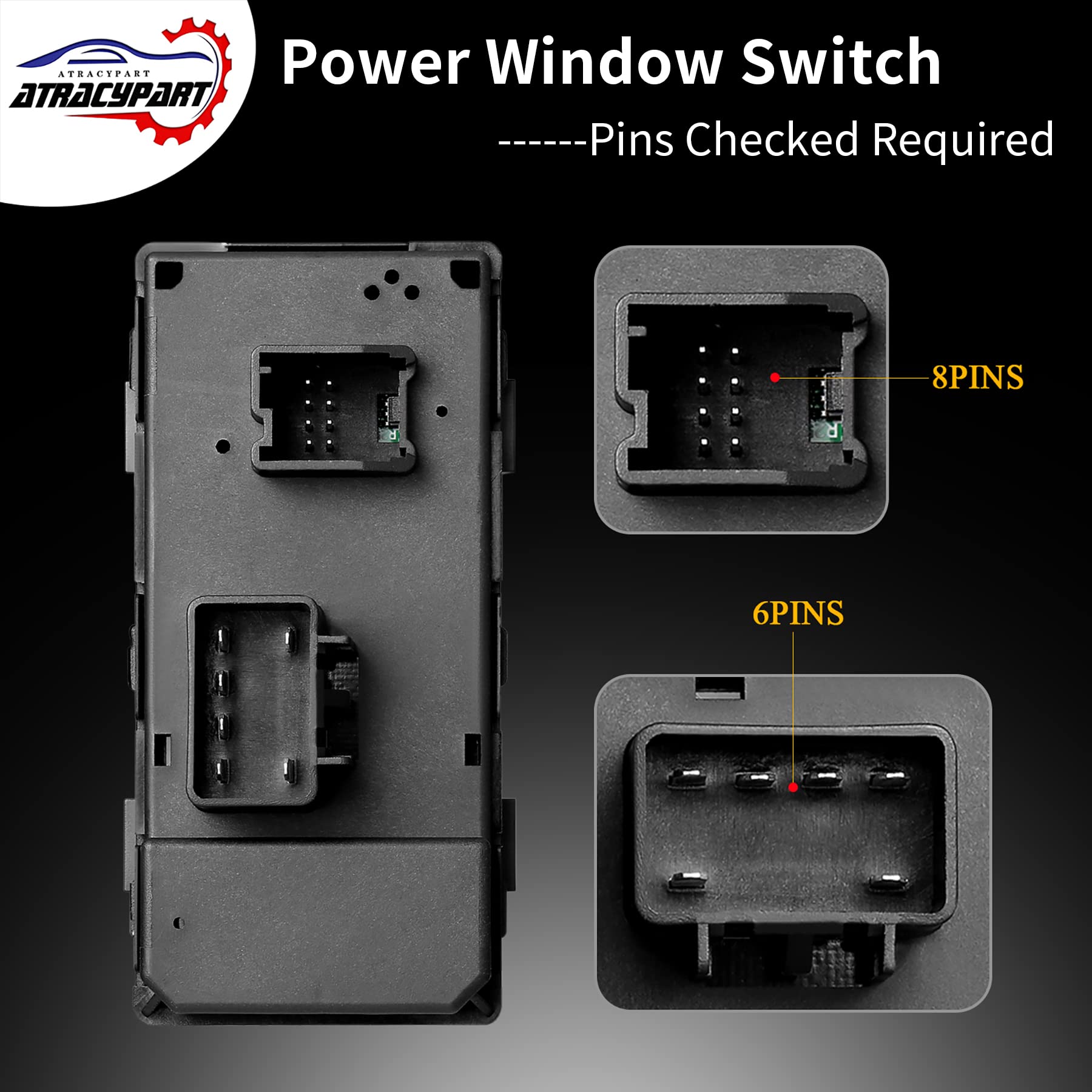 Power Window Switch Passenger Front Right, Rear Left or Right | Window Buttons | Fits GMC Acadia, Sierra, Chevy Silverado, Tahoe & More Year Model 2006-2015 | #22895545, 15888174