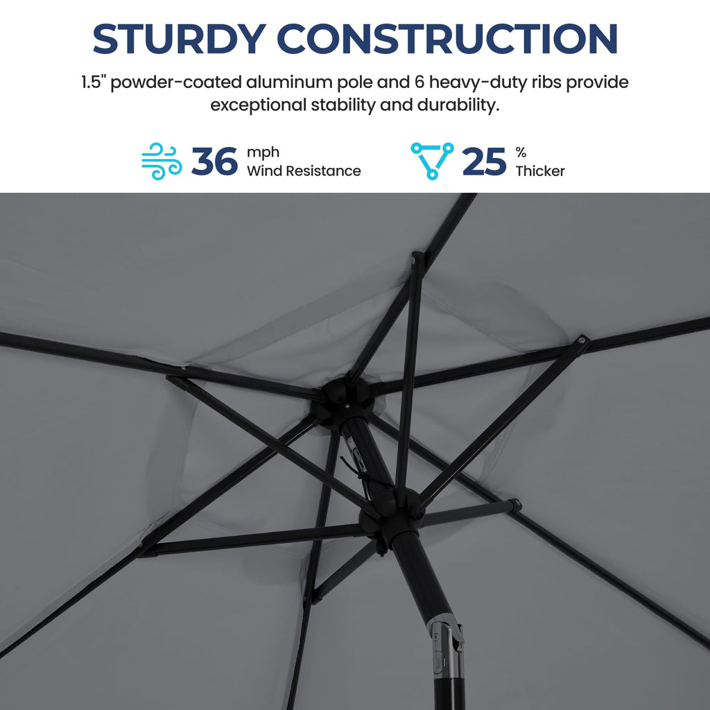 SUNVIVI OUTDOOR Outdoor Patio Umbrella, Patio Umbrella, Market Umbrella, Large Outdoor Umbrella, Metal Pole Umbrella with Push Button Tilt and Crank, Polyester Canopy