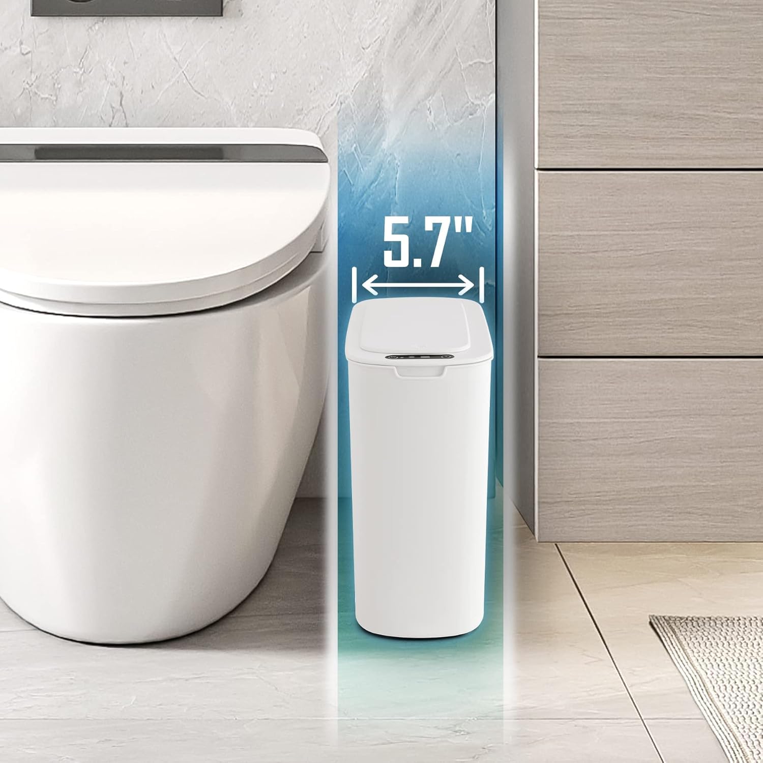 Cesun Automatic Motion Sensor Black Bathroom Trash Can with Lid, 2.6 Gallon Touchless Trash Bin, Smart Plastic Slim Garbage Can Small Wastebasket for Toilet, Office, rv, Bedroom, Living Room