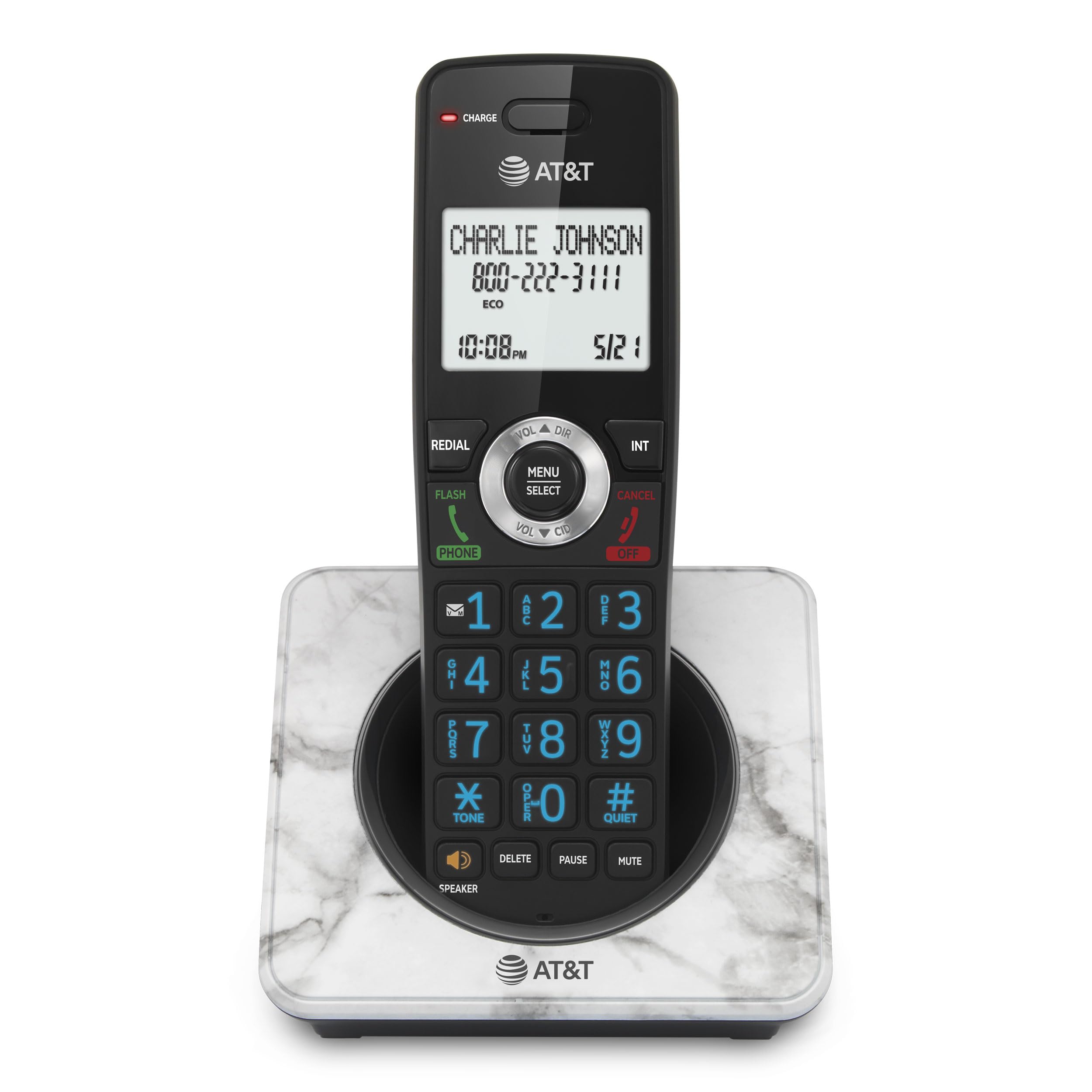 AT&T Landline Home Phone with Call Blocker, Caller ID/Call Waiting, Full-Duplex Handset Speakerphone, Backlit Keypad & Display, Rechargeable Battery, ECO Mode, DECT 6.0: GL2101-11