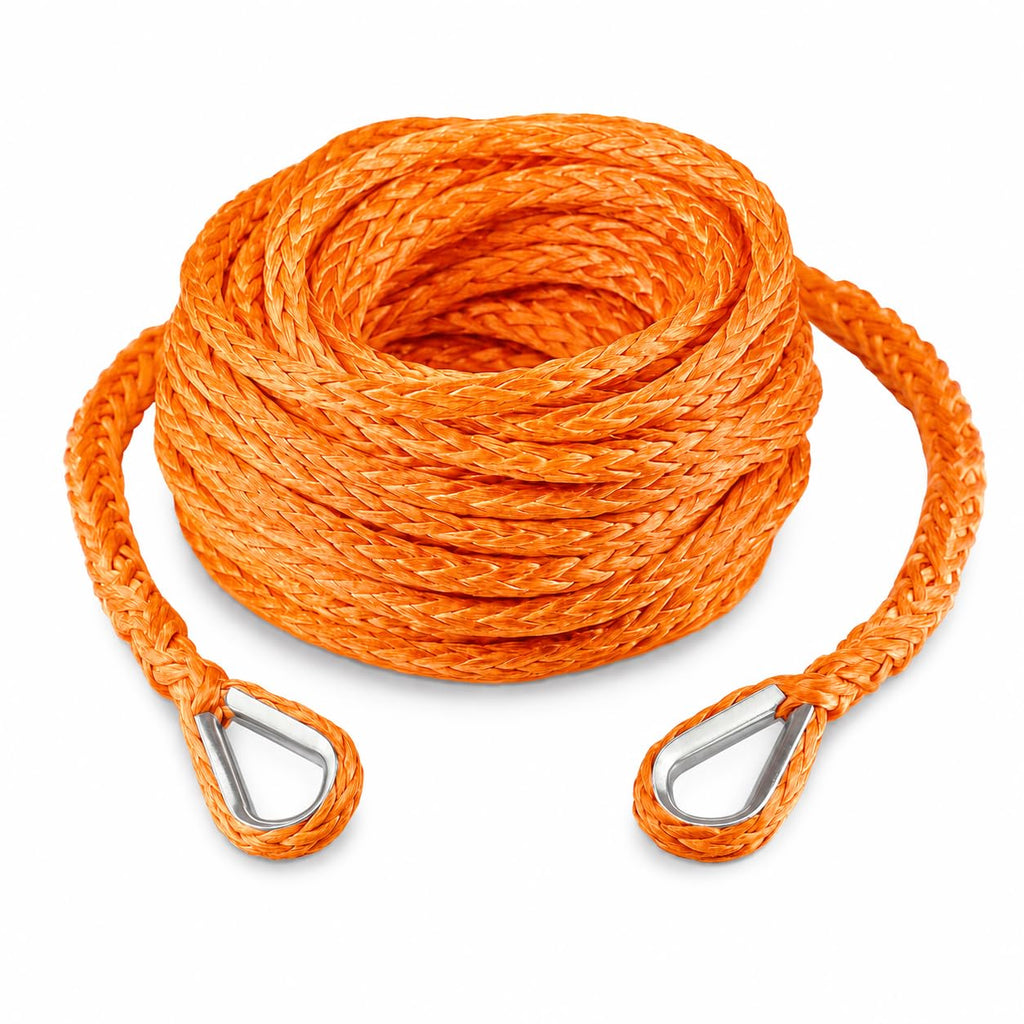 Ucreative 3/8 Inch x 50 Feet Synthetic Winch Extension Rope 26,500 Lbs for Off Road Vehicle Gray