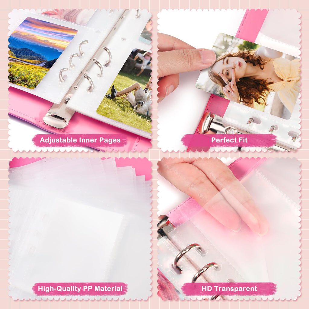 A5 Kpop Photocard Binder with 30 Pack 4-Pocket Card Pages, 6 Ring A5 Binder Card Collector Album with 240 Card Slots,PU Leather Binder Cover with Magnetic Buckle Closure for Organizing Trading Card