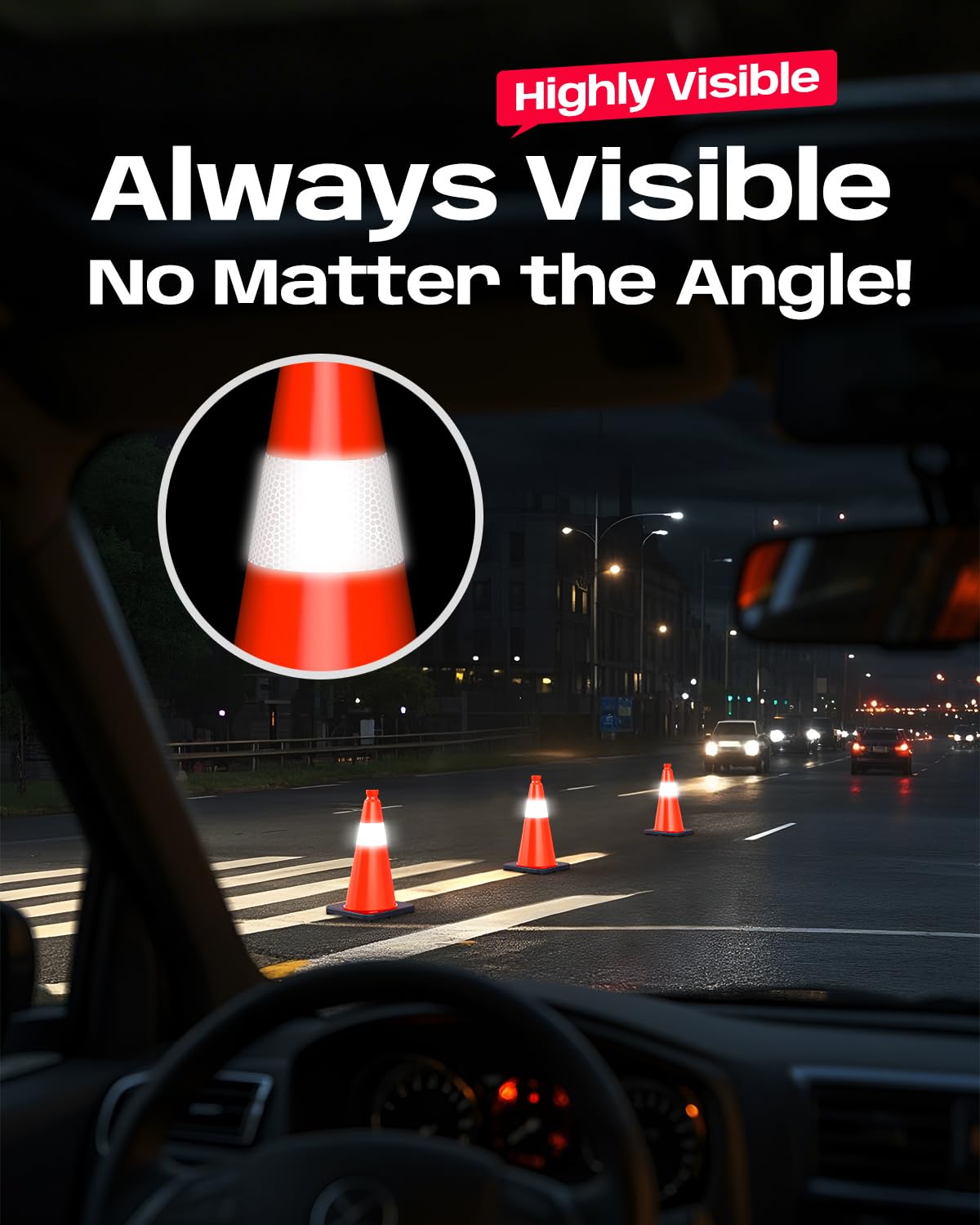 (4 Pack) BATTIFE Traffic Cones 18 Inch with Black Weighted Base, PVC Green Cone for Traffic Control,Construction Events, Driveway Road Parking Lot