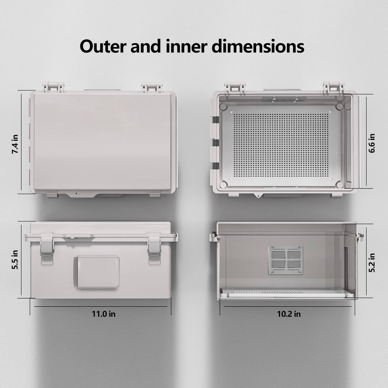 ABS Electrical Junction Box, Ventilated Design, Cable Grommets, IP65 Waterproof Enclosure, Indoor/Outdoor Use with Mounting Panel. (Clear Cover, 8.7"x6.7"x4.3")