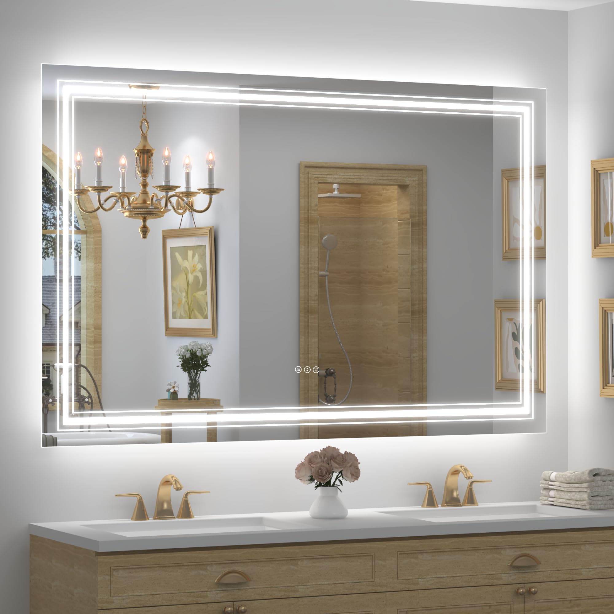 20x28 LED Bathroom Mirror, Vanity Mirror with Lights, Backlit and Front lit Mirror for Wall, Dimmable, Anti-Fog, Shatterpoof, Memory (Horizontal/Vertical)