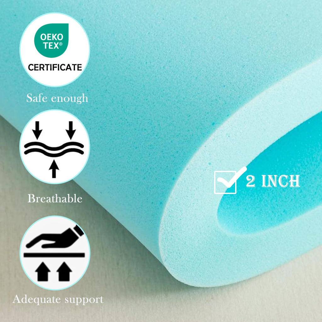 WhatsBedding 5 Inch Twin Mattress Topper for Back Pain Relief, Filled with Breathable & Soft Memory Foam Pillow Top,4 Elastic Straps