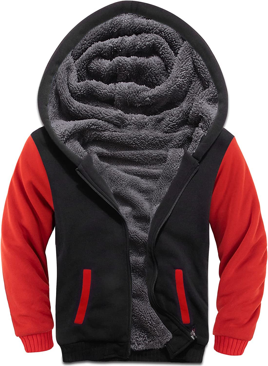 GEEK LIGHTING Boys Sherpa Lined Hoodie Kids Fleece Sweatshirt Full Zip Hooded Jacket